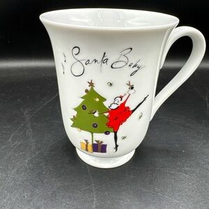 Pottery Barn Christmas Santa Baby Coffee Mug Presents Under The Tree Christmas
